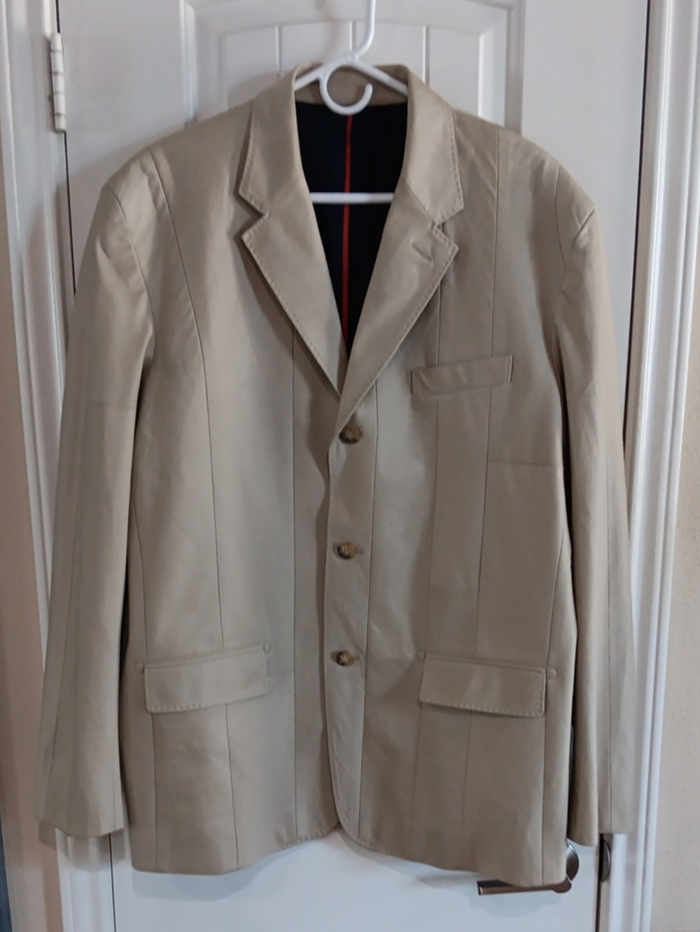 Vintage Marc Ecko Cut & Sew Patchwork Cotton Blazer Jacket Tan Beige Men XL